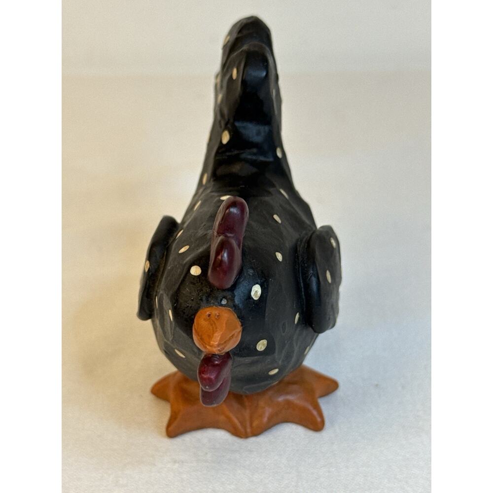 Blossom Bucket “Suzi” Black &White Polka Dot Chicken Hen Figurine
